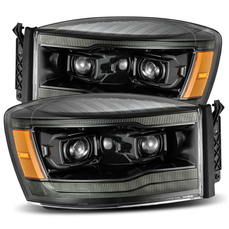 Faros delanteros AlphaRex 06-08 Dodge Ram 1500HD PRO-Series Proj estilo tablón Alpha Black con señal de secuencia/DRL