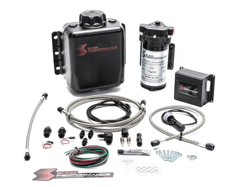 Kit de inyección de agua para montaje en motor programado Snow Performance Stg 2 Boost Cooler (línea trenzada de acero inoxidable y 4AN)