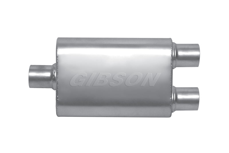Gibson MWA Superflow Center/Dual Oval Schalldämpfer - 4x9x14 Zoll/3 Zoll Einlass/2,5 Zoll Auslass - Edelstahl