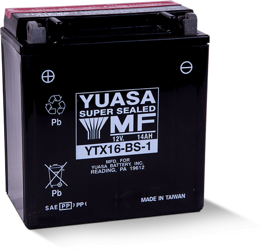 Yuasa YTX16-BS-1 Wartungsfreie AGM 12 Volt Batterie (Flasche im Lieferumfang enthalten)