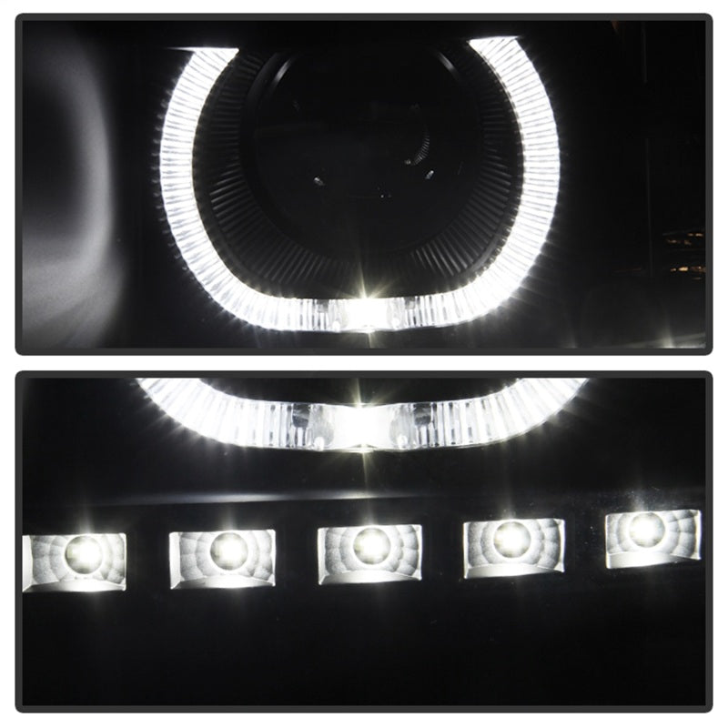 Faros delanteros LED Halo para proyector Xtune Chevy Silverado 1500/2500/3500 07-13, color negro PRO-JH-CSIL07-CFB-BK