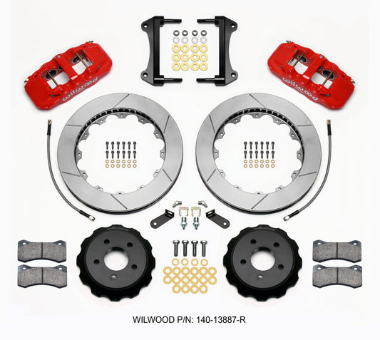 Kit de tapacubos delanteros Wilwood AERO6 15,00 rojo Mustang 2015 en adelante con líneas