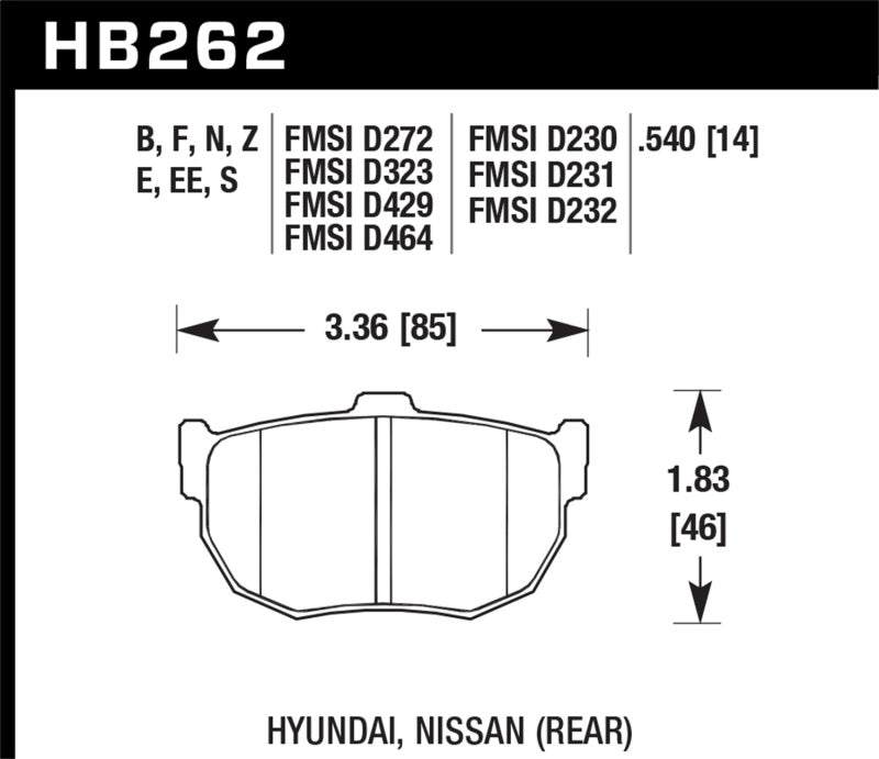 Hawk For 89-97 Nissan 240SX SE HPS Street Rear Brake Pads
