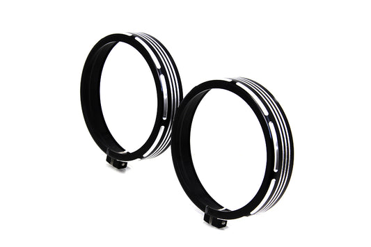 Pair Of Burst Trim Ring Set Auxiliary Lamps For Harley-Davidson