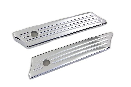 Billet Saddlebag Hinge Cover Kit Chrome Grooved For Harley-Davidson Touring